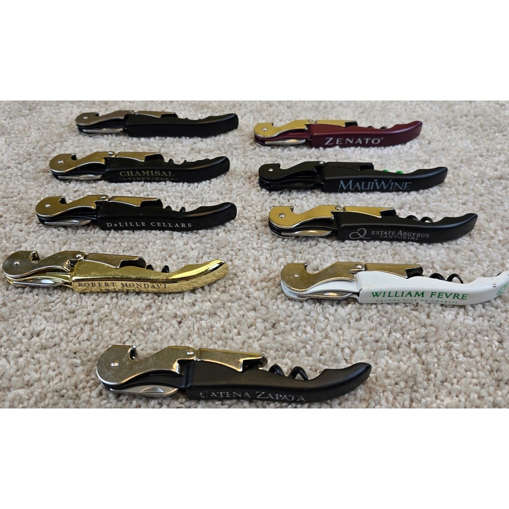 Lot of 9 Waiters Corkscrews Robert Mondavi Zenato Wine Openers Pulltaps Style
